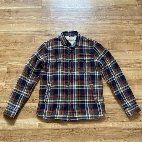 TAILOR VINTAGE Men's S Plaid Flannel Sherpa Fleece Lined Shacket Grunge Workwear - Picture 3 of 15